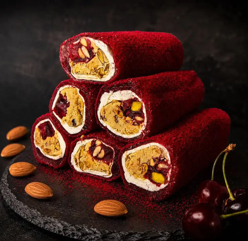 Kirsche mit Mandeln und Erdbeere mit Pistazien — Premium Turkish Delight Set
