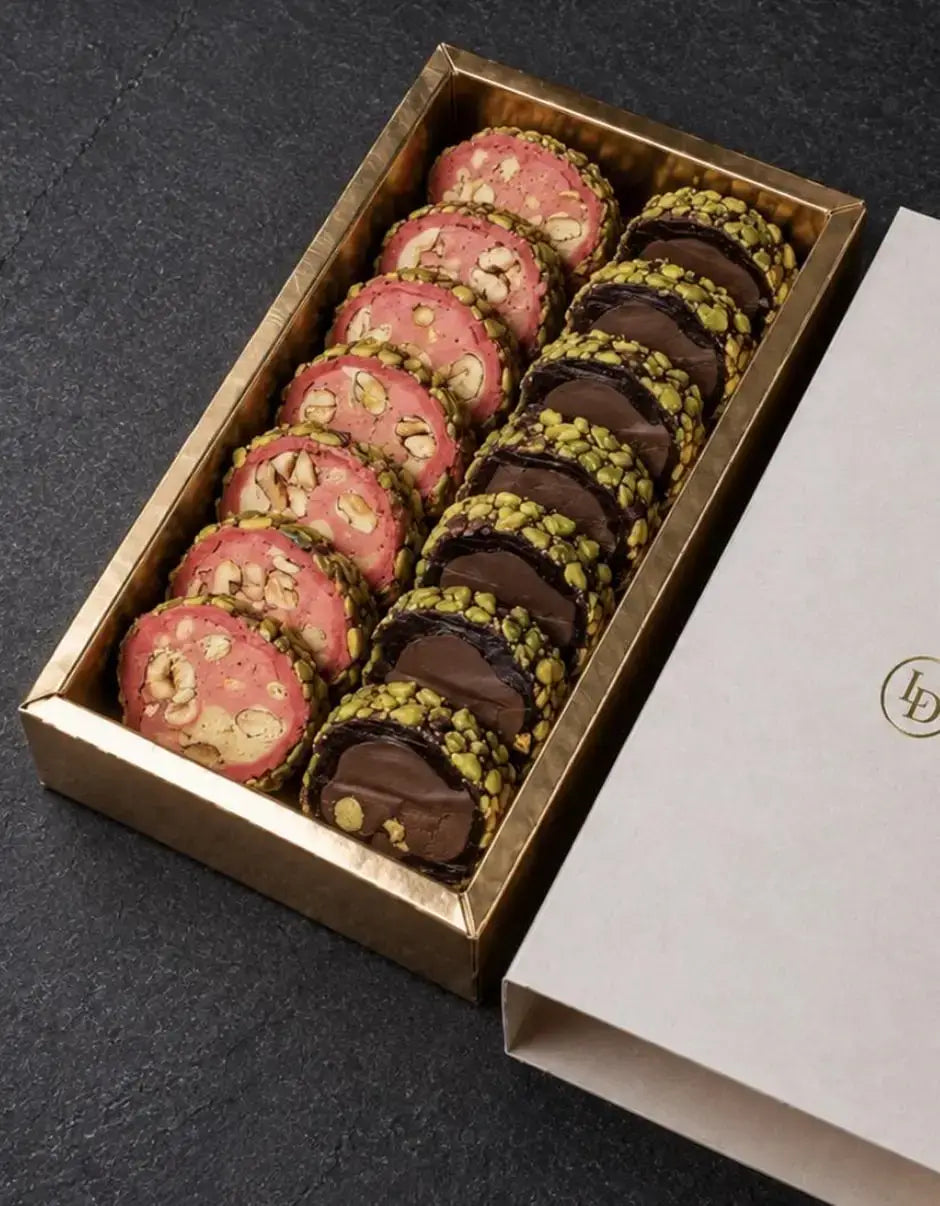 Schokolade-Haselnuss und Erdbeer-Mandel — Premium Turkish Delight Set